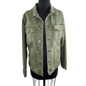 ZARA Olive Green Long Sleeve Button-Down Collared Patch Pocket Jacket Size M